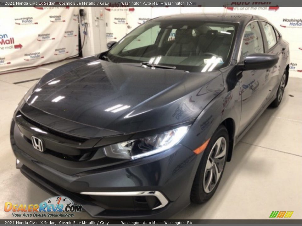 2021 Honda Civic LX Sedan Cosmic Blue Metallic / Gray Photo #3