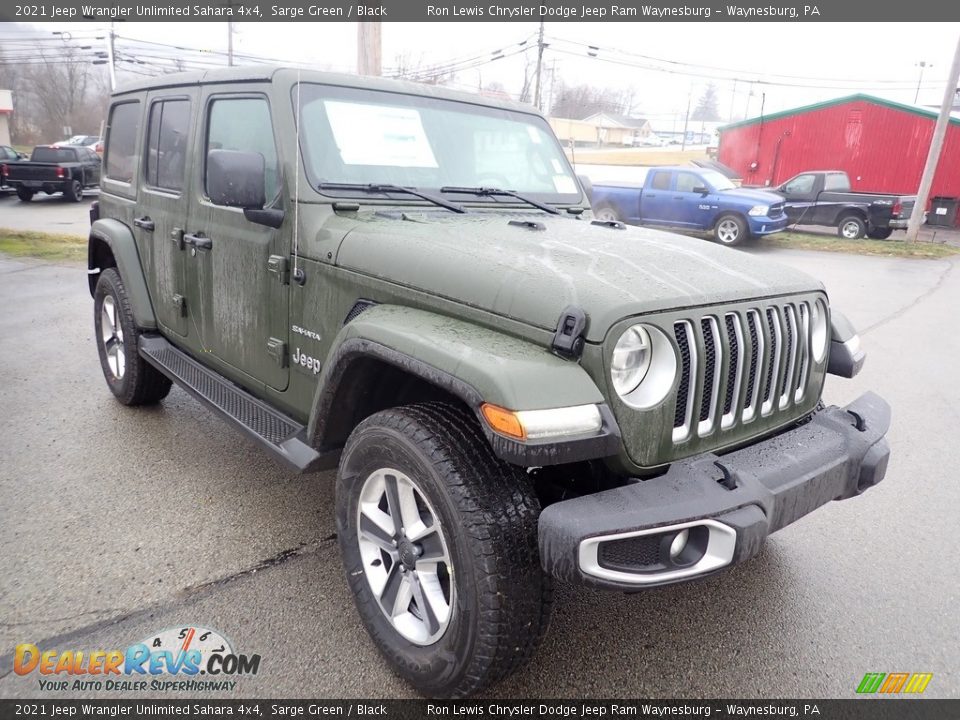 2021 Jeep Wrangler Unlimited Sahara 4x4 Sarge Green / Black Photo #7