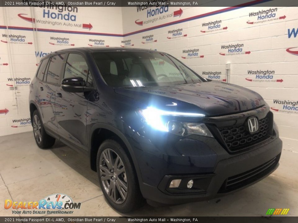 2021 Honda Passport EX-L AWD Obsidian Blue Pearl / Gray Photo #2