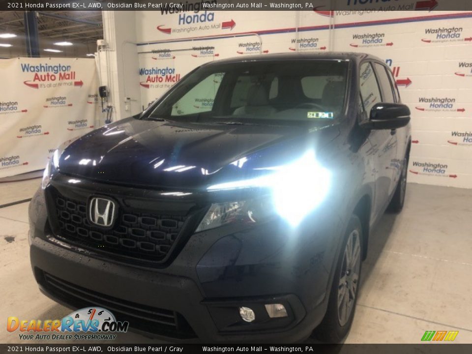 2021 Honda Passport EX-L AWD Obsidian Blue Pearl / Gray Photo #3