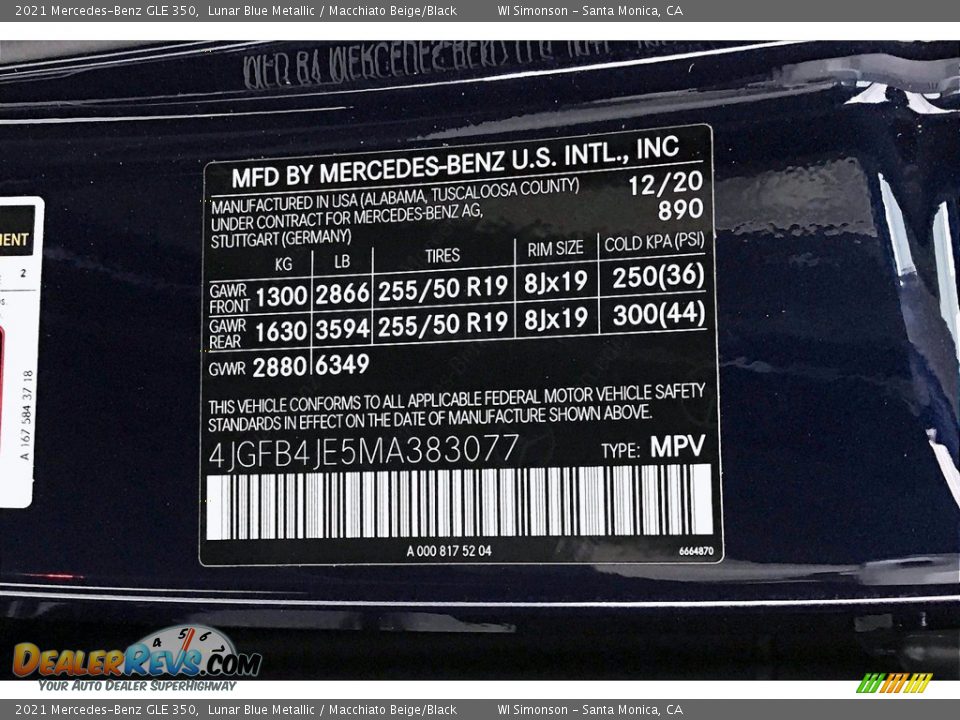 2021 Mercedes-Benz GLE 350 Lunar Blue Metallic / Macchiato Beige/Black Photo #10