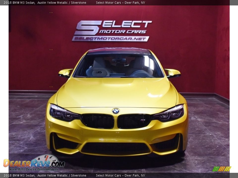 2018 BMW M3 Sedan Austin Yellow Metallic / Silverstone Photo #2