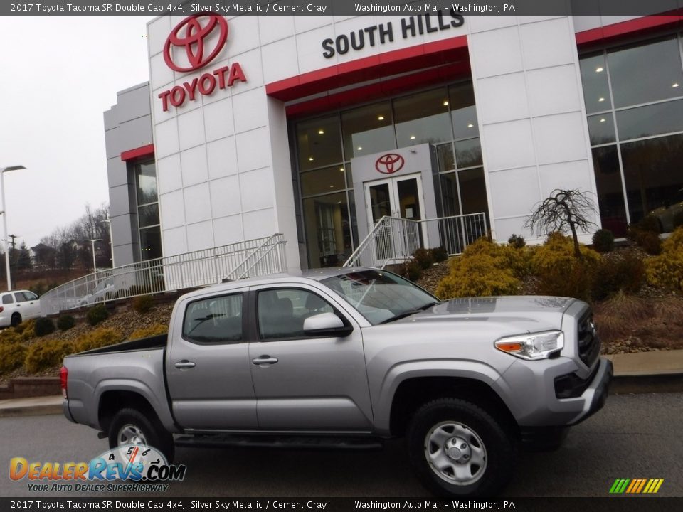 2017 Toyota Tacoma SR Double Cab 4x4 Silver Sky Metallic / Cement Gray Photo #2