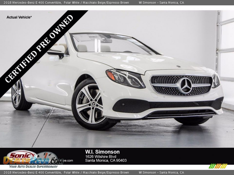 2018 Mercedes-Benz E 400 Convertible Polar White / Macchiato Beige/Espresso Brown Photo #1