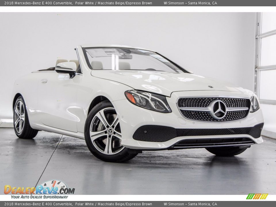 2018 Mercedes-Benz E 400 Convertible Polar White / Macchiato Beige/Espresso Brown Photo #2