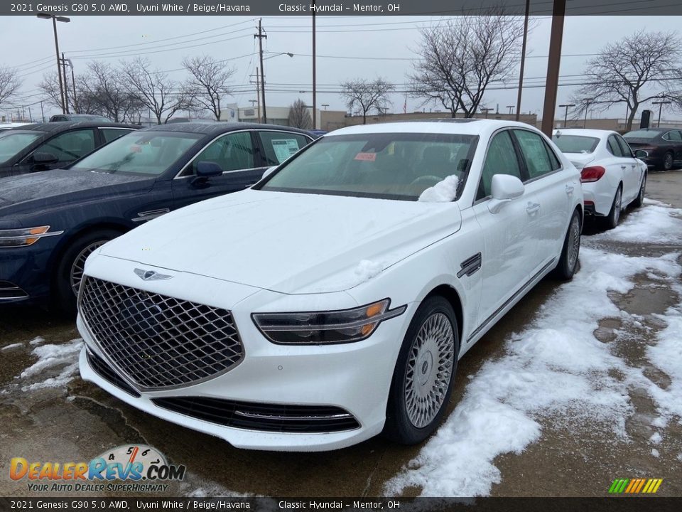 2021 Genesis G90 5.0 AWD Uyuni White / Beige/Havana Photo #1