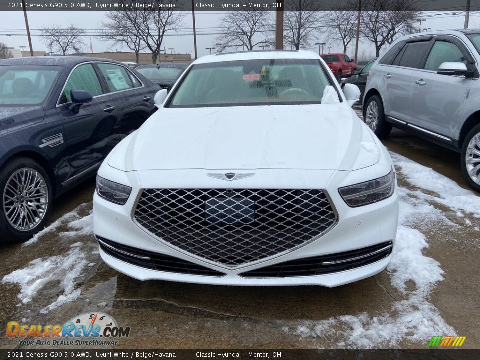 2021 Genesis G90 5.0 AWD Uyuni White / Beige/Havana Photo #2