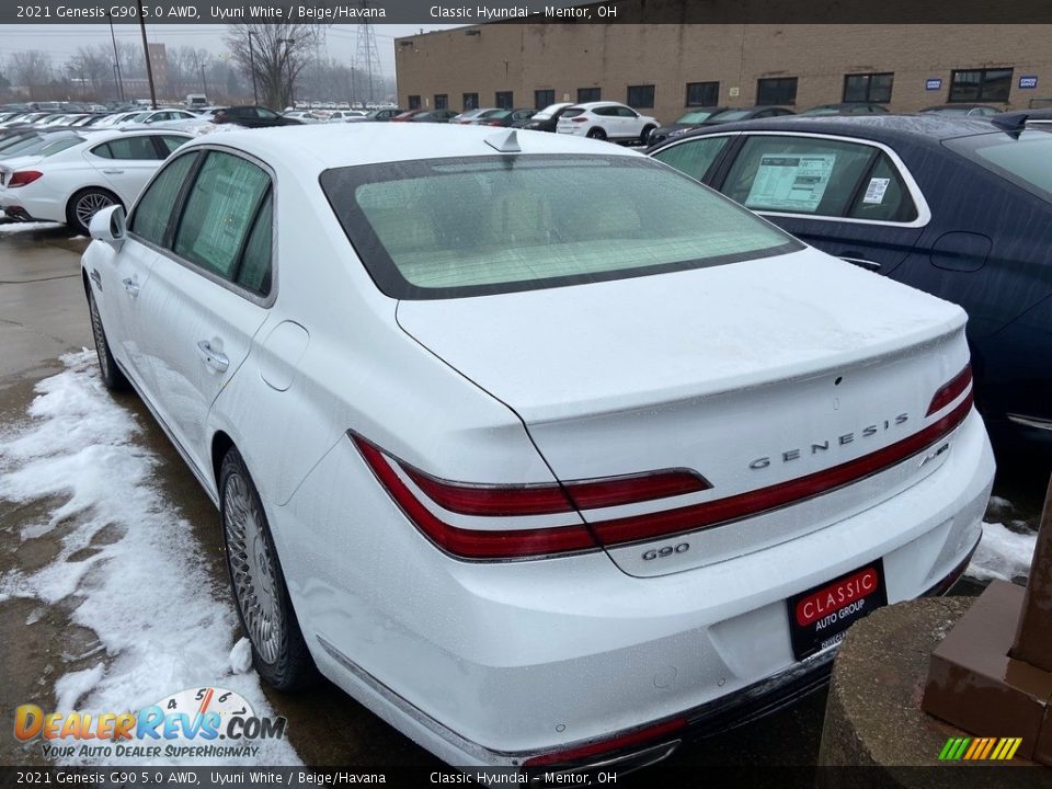 2021 Genesis G90 5.0 AWD Uyuni White / Beige/Havana Photo #6