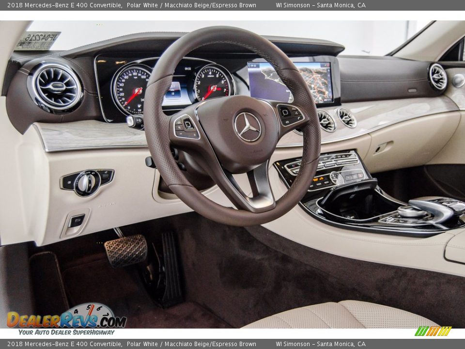 2018 Mercedes-Benz E 400 Convertible Polar White / Macchiato Beige/Espresso Brown Photo #10