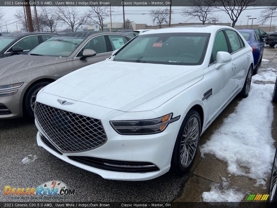 2021 Genesis G90 5.0 AWD Uyuni White / Indigo/Dark Brown Photo #1