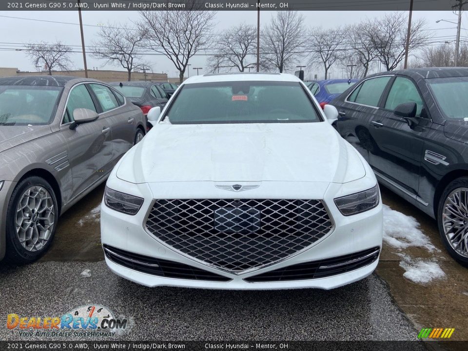 2021 Genesis G90 5.0 AWD Uyuni White / Indigo/Dark Brown Photo #2