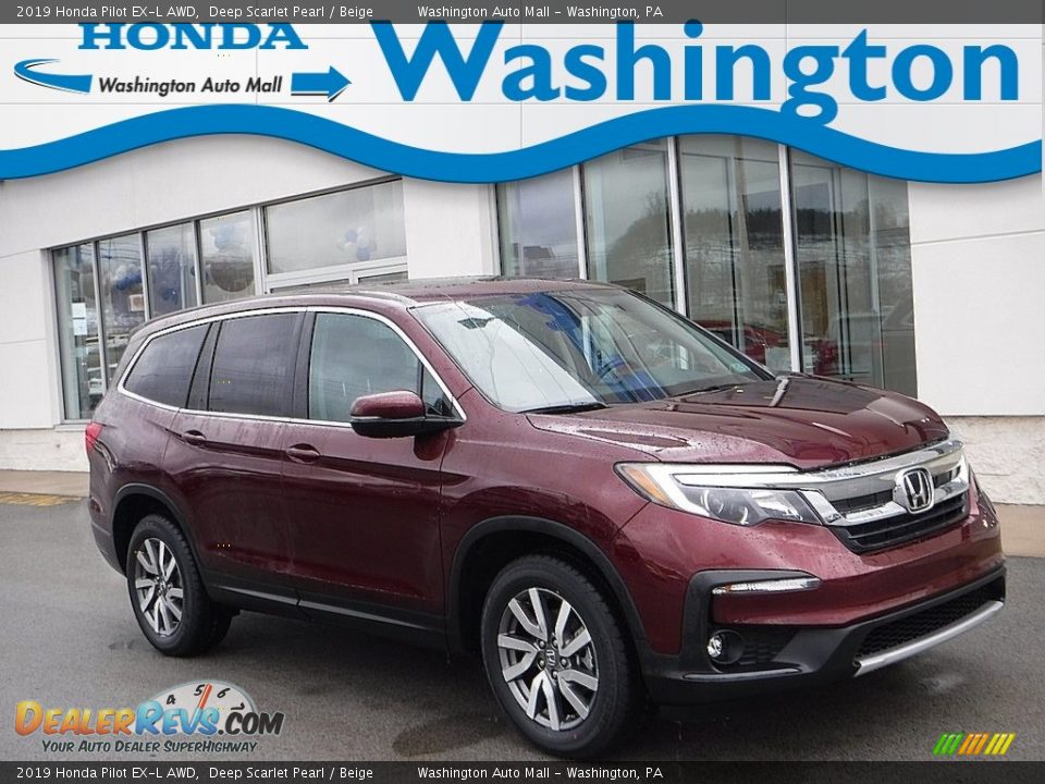 2019 Honda Pilot EX-L AWD Deep Scarlet Pearl / Beige Photo #1