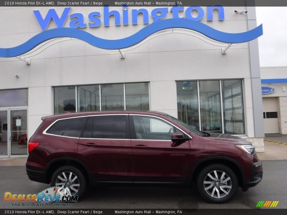 2019 Honda Pilot EX-L AWD Deep Scarlet Pearl / Beige Photo #2