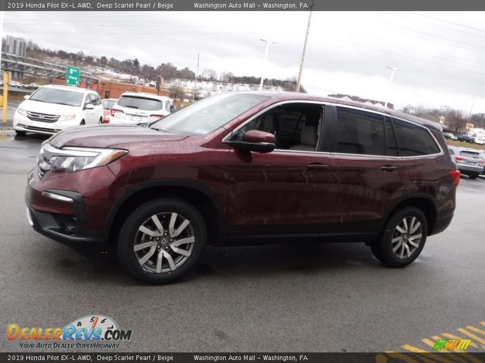 2019 Honda Pilot EX-L AWD Deep Scarlet Pearl / Beige Photo #7