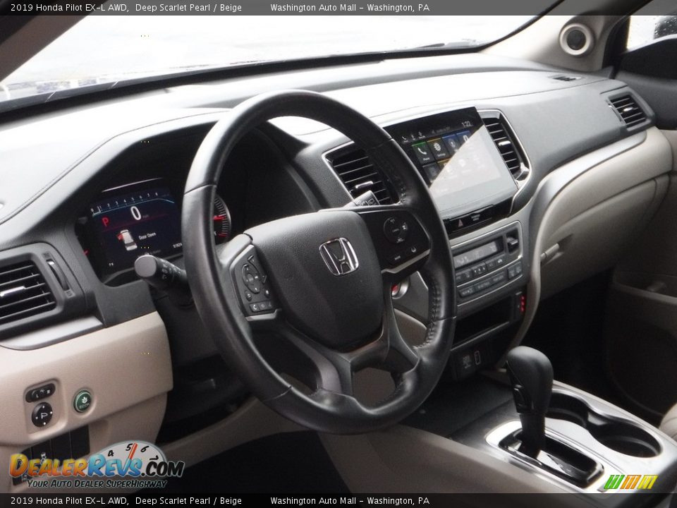 2019 Honda Pilot EX-L AWD Deep Scarlet Pearl / Beige Photo #12