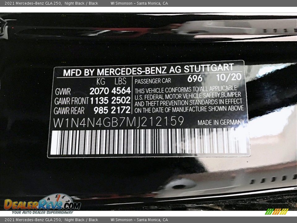 2021 Mercedes-Benz GLA 250 Night Black / Black Photo #10