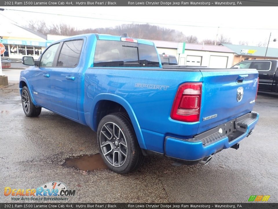 2021 Ram 1500 Laramie Crew Cab 4x4 Hydro Blue Pearl / Black Photo #3