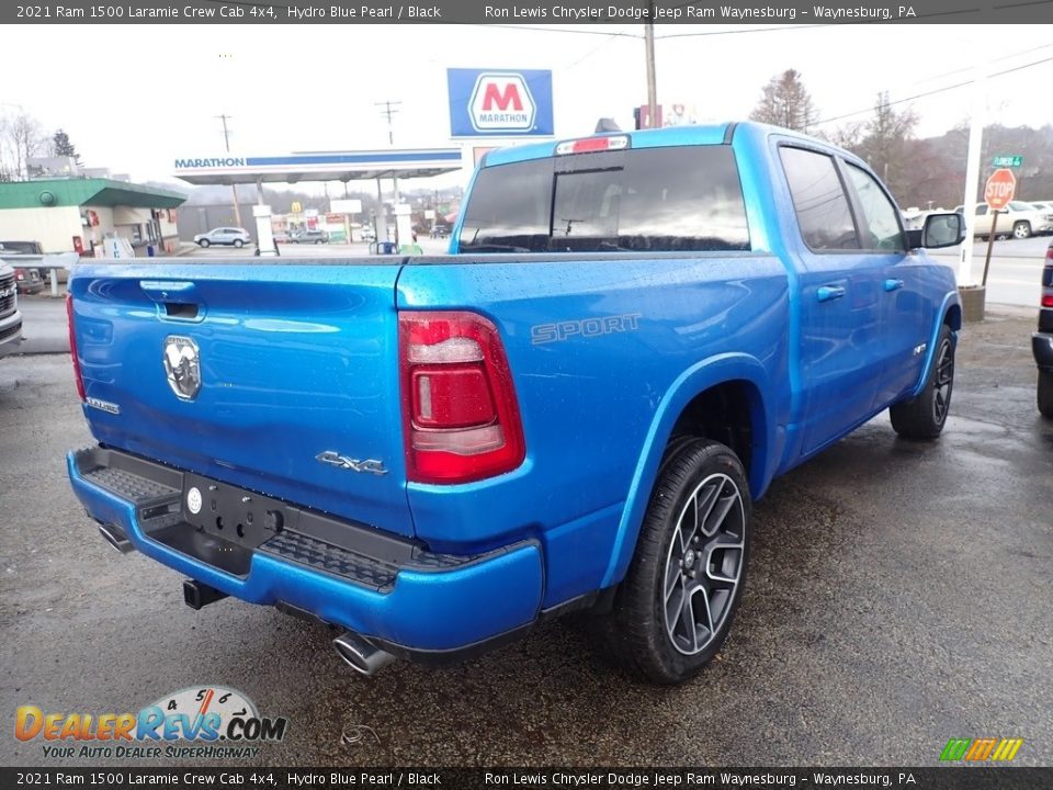 2021 Ram 1500 Laramie Crew Cab 4x4 Hydro Blue Pearl / Black Photo #5