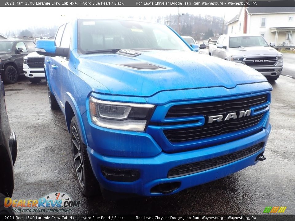 2021 Ram 1500 Laramie Crew Cab 4x4 Hydro Blue Pearl / Black Photo #6