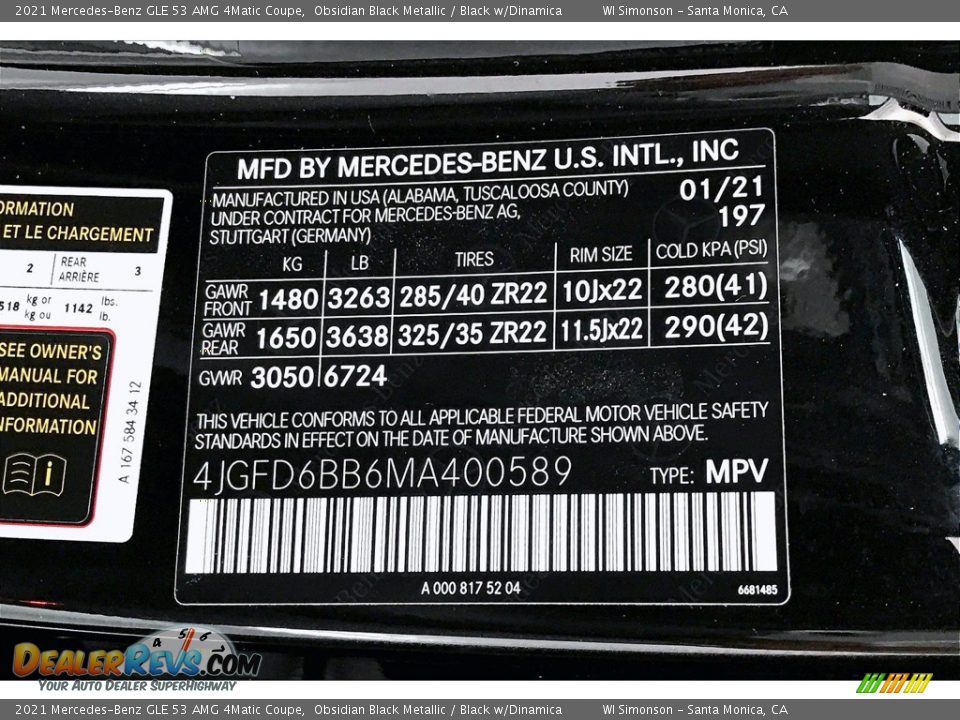 2021 Mercedes-Benz GLE 53 AMG 4Matic Coupe Obsidian Black Metallic / Black w/Dinamica Photo #10