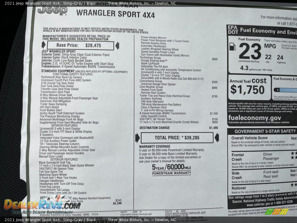 2021 Jeep Wrangler Sport 4x4 Sting-Gray / Black Photo #27