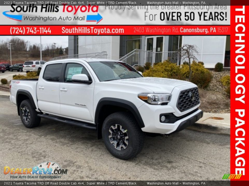 2021 Toyota Tacoma TRD Off Road Double Cab 4x4 Super White / TRD Cement/Black Photo #1