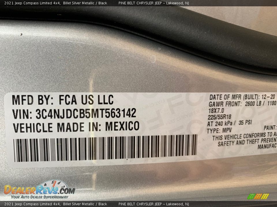 2021 Jeep Compass Limited 4x4 Billet Silver Metallic / Black Photo #14