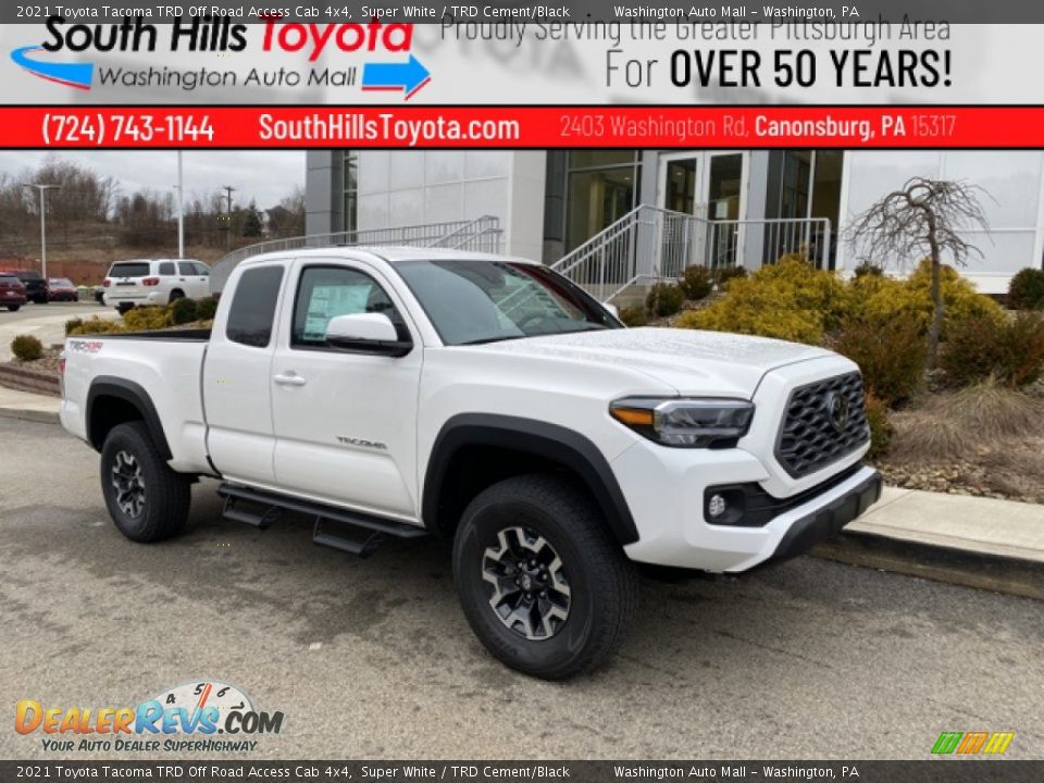 2021 Toyota Tacoma TRD Off Road Access Cab 4x4 Super White / TRD Cement/Black Photo #1