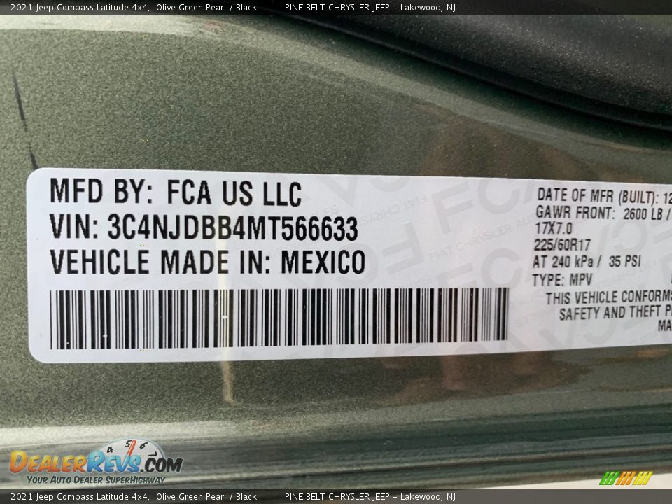 2021 Jeep Compass Latitude 4x4 Olive Green Pearl / Black Photo #14