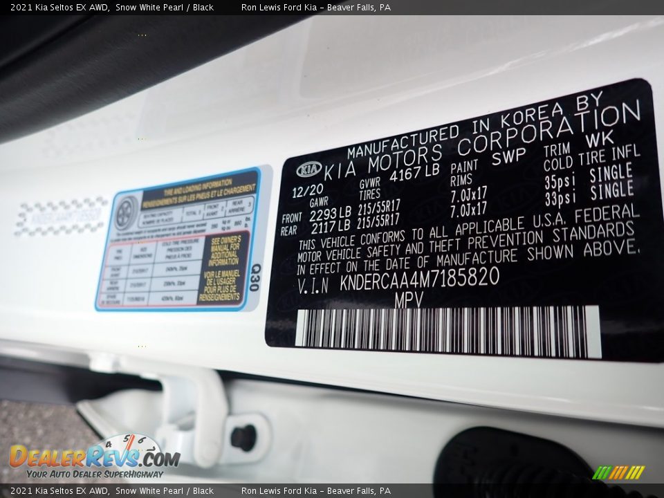 2021 Kia Seltos EX AWD Snow White Pearl / Black Photo #13