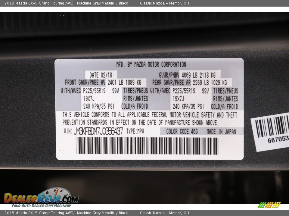 2018 Mazda CX-5 Grand Touring AWD Machine Gray Metallic / Black Photo #21