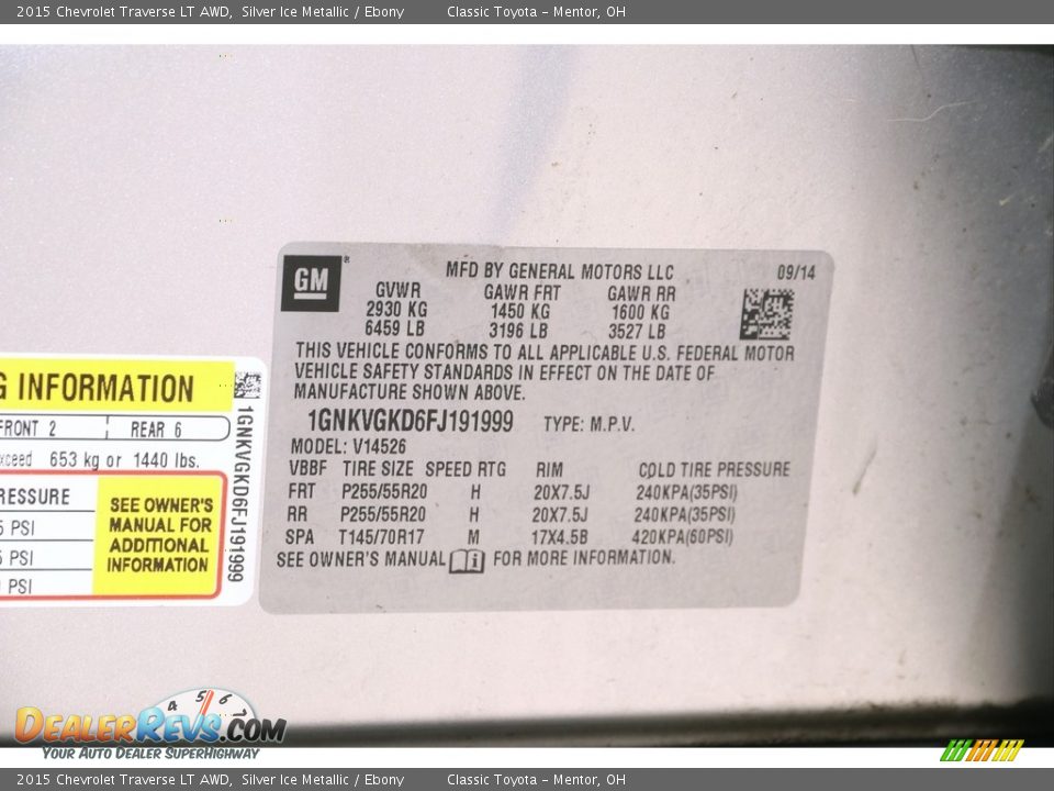 2015 Chevrolet Traverse LT AWD Silver Ice Metallic / Ebony Photo #23