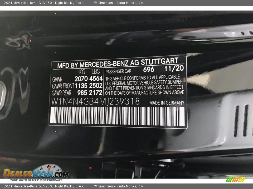 2021 Mercedes-Benz GLA 250 Night Black / Black Photo #12
