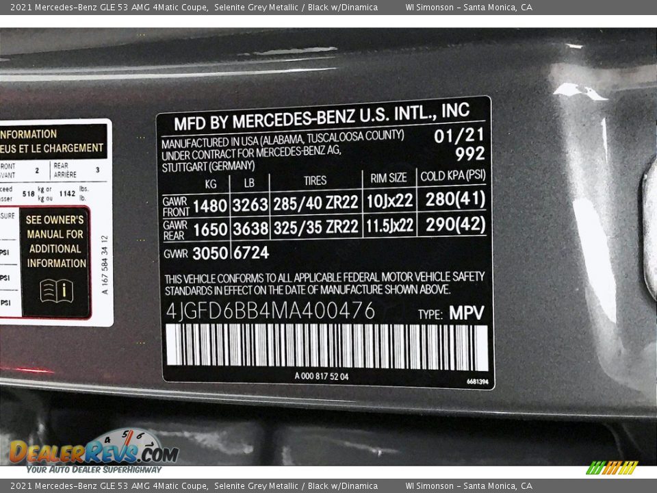 2021 Mercedes-Benz GLE 53 AMG 4Matic Coupe Selenite Grey Metallic / Black w/Dinamica Photo #10