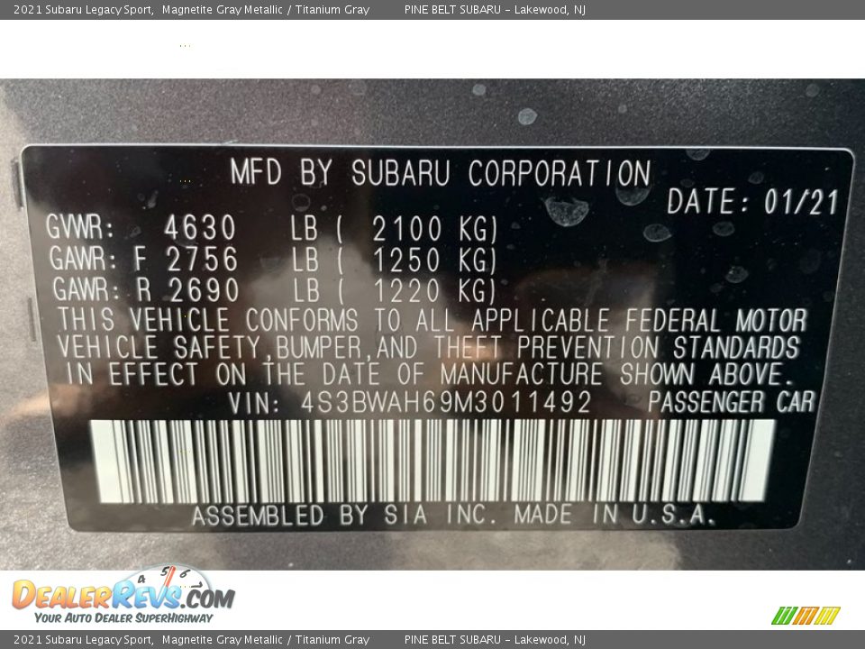 2021 Subaru Legacy Sport Magnetite Gray Metallic / Titanium Gray Photo #14
