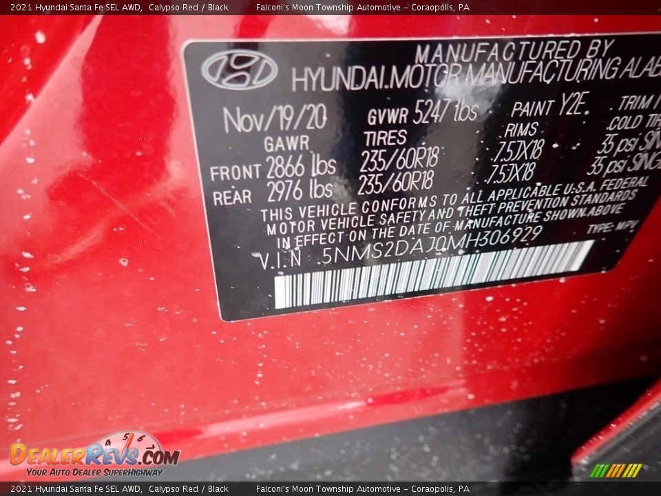 2021 Hyundai Santa Fe SEL AWD Calypso Red / Black Photo #12