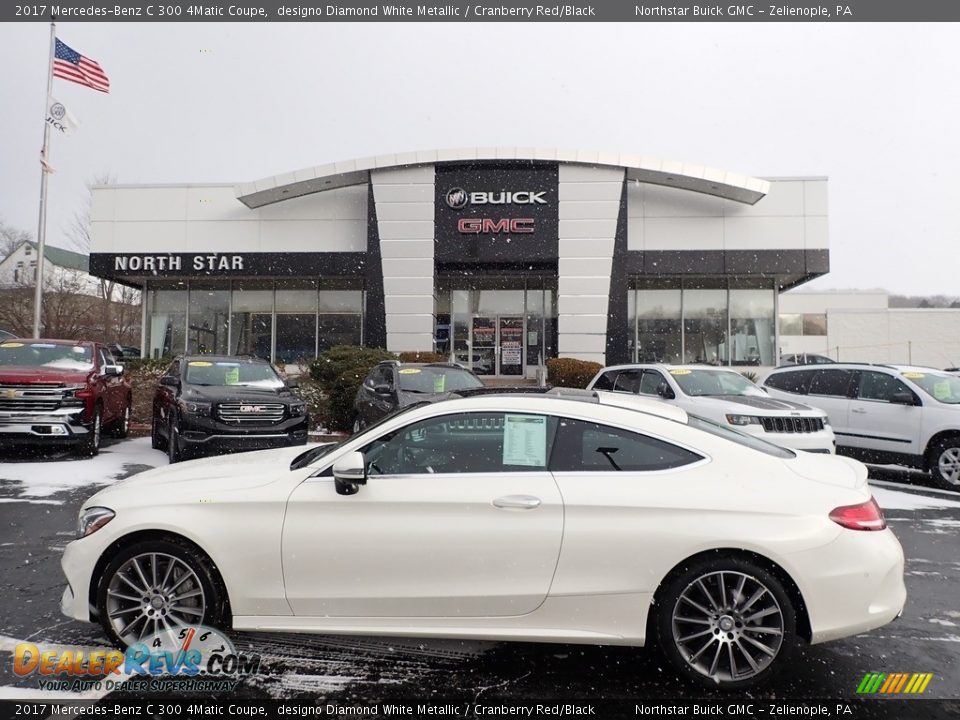2017 Mercedes-Benz C 300 4Matic Coupe designo Diamond White Metallic / Cranberry Red/Black Photo #1