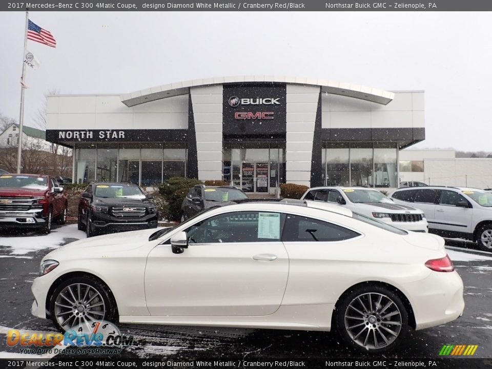 2017 Mercedes-Benz C 300 4Matic Coupe designo Diamond White Metallic / Cranberry Red/Black Photo #1