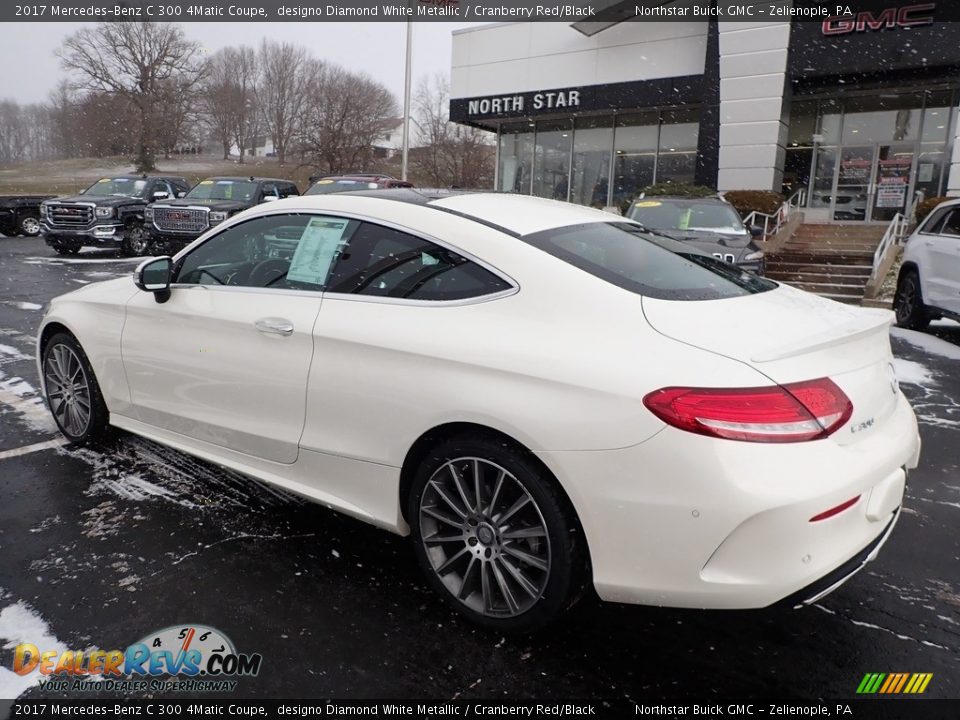 2017 Mercedes-Benz C 300 4Matic Coupe designo Diamond White Metallic / Cranberry Red/Black Photo #13