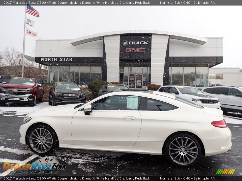 2017 Mercedes-Benz C 300 4Matic Coupe designo Diamond White Metallic / Cranberry Red/Black Photo #14