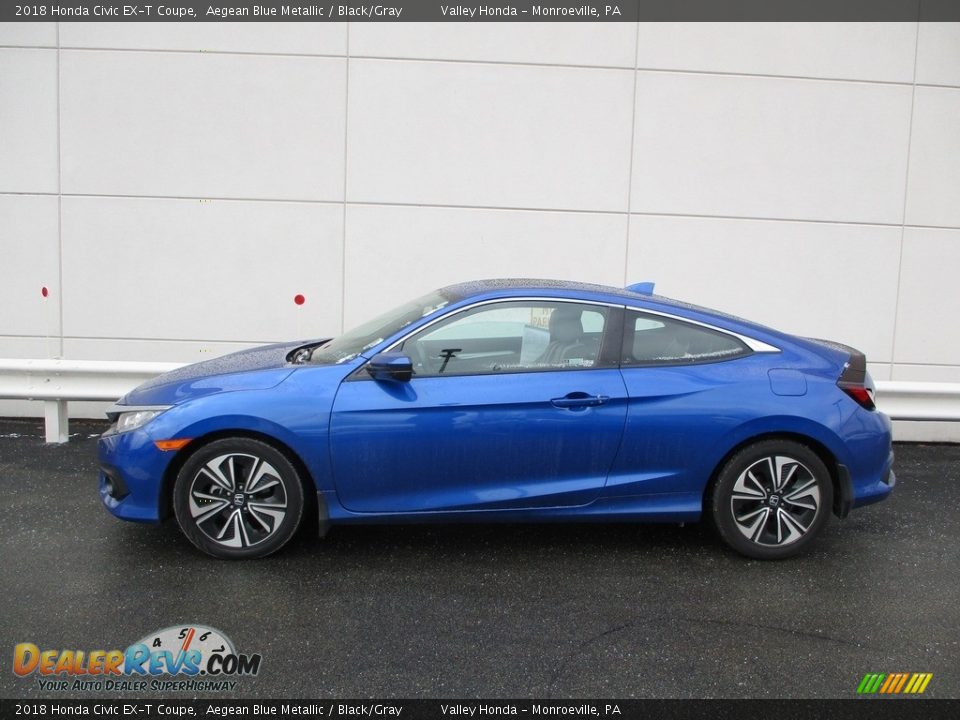 2018 Honda Civic EX-T Coupe Aegean Blue Metallic / Black/Gray Photo #2