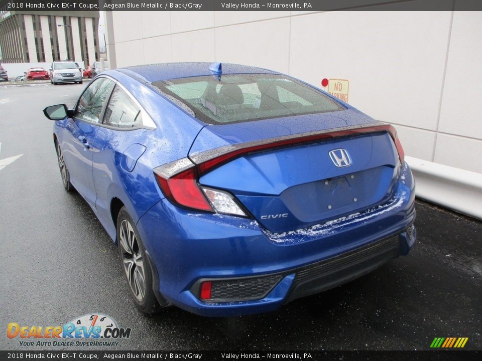 2018 Honda Civic EX-T Coupe Aegean Blue Metallic / Black/Gray Photo #3