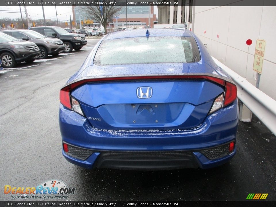 2018 Honda Civic EX-T Coupe Aegean Blue Metallic / Black/Gray Photo #4