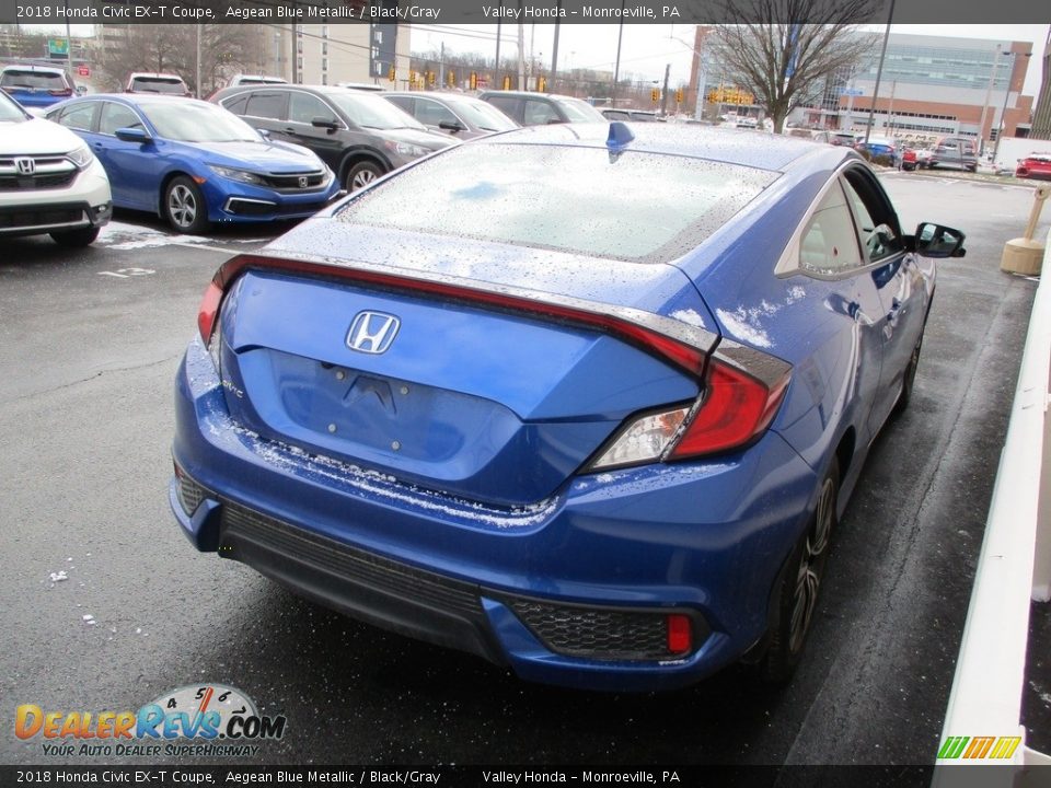 2018 Honda Civic EX-T Coupe Aegean Blue Metallic / Black/Gray Photo #5