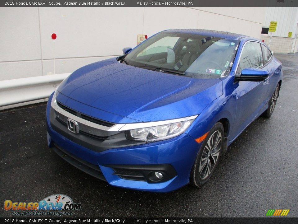 2018 Honda Civic EX-T Coupe Aegean Blue Metallic / Black/Gray Photo #8