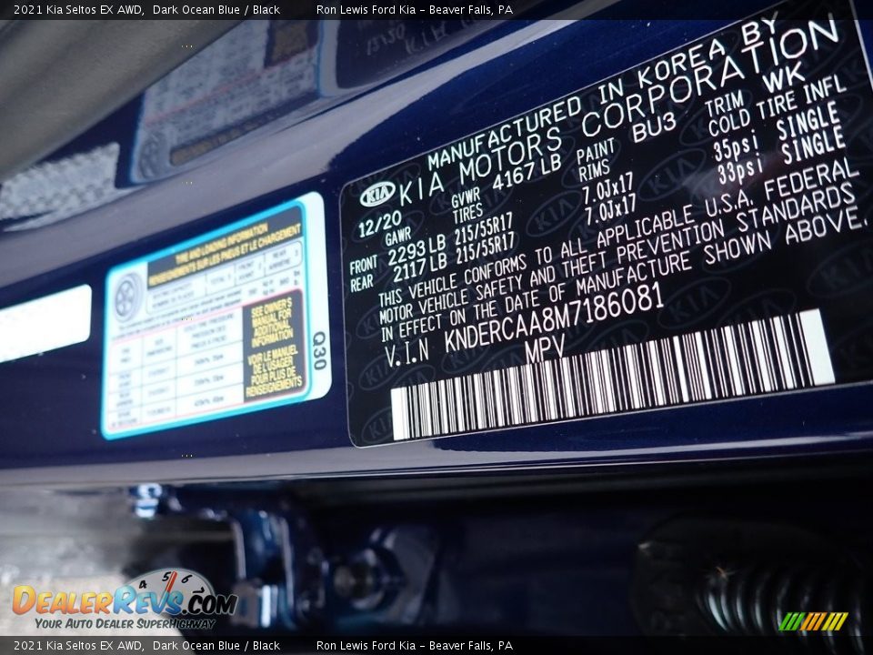 2021 Kia Seltos EX AWD Dark Ocean Blue / Black Photo #13