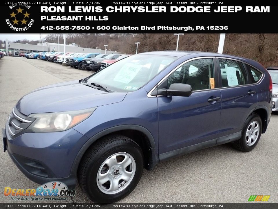 2014 Honda CR-V LX AWD Twilight Blue Metallic / Gray Photo #1