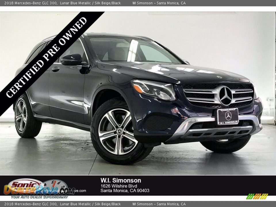 2018 Mercedes-Benz GLC 300 Lunar Blue Metallic / Silk Beige/Black Photo #1