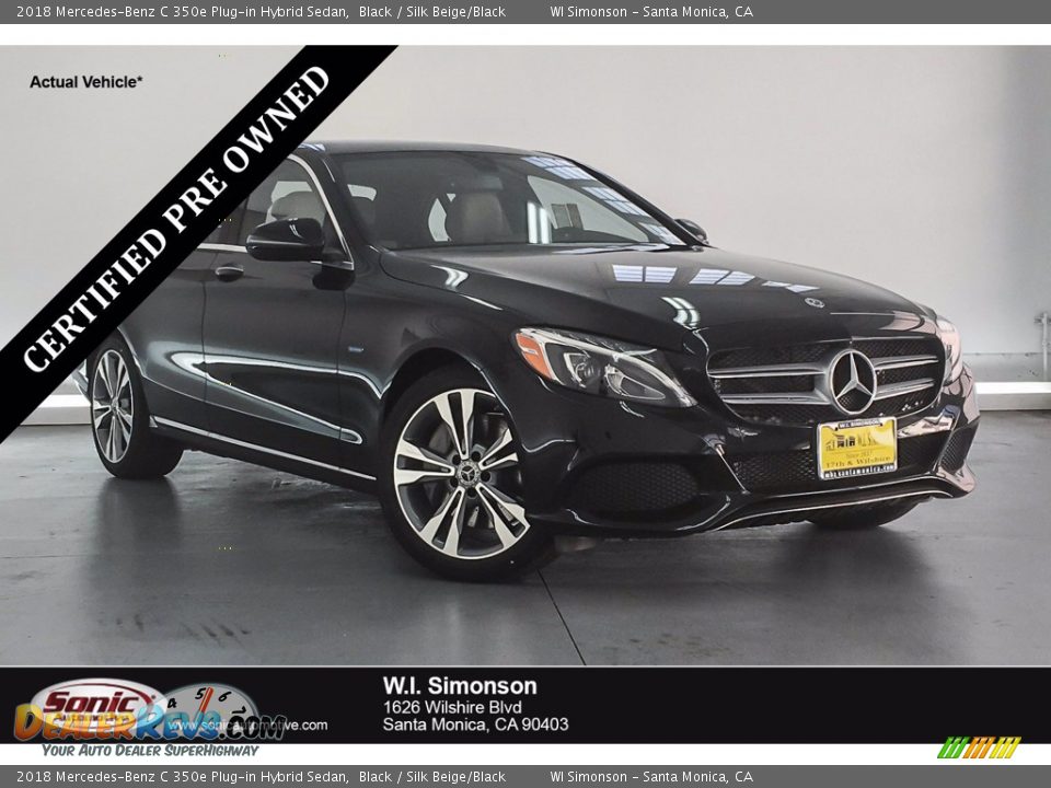 2018 Mercedes-Benz C 350e Plug-in Hybrid Sedan Black / Silk Beige/Black Photo #1