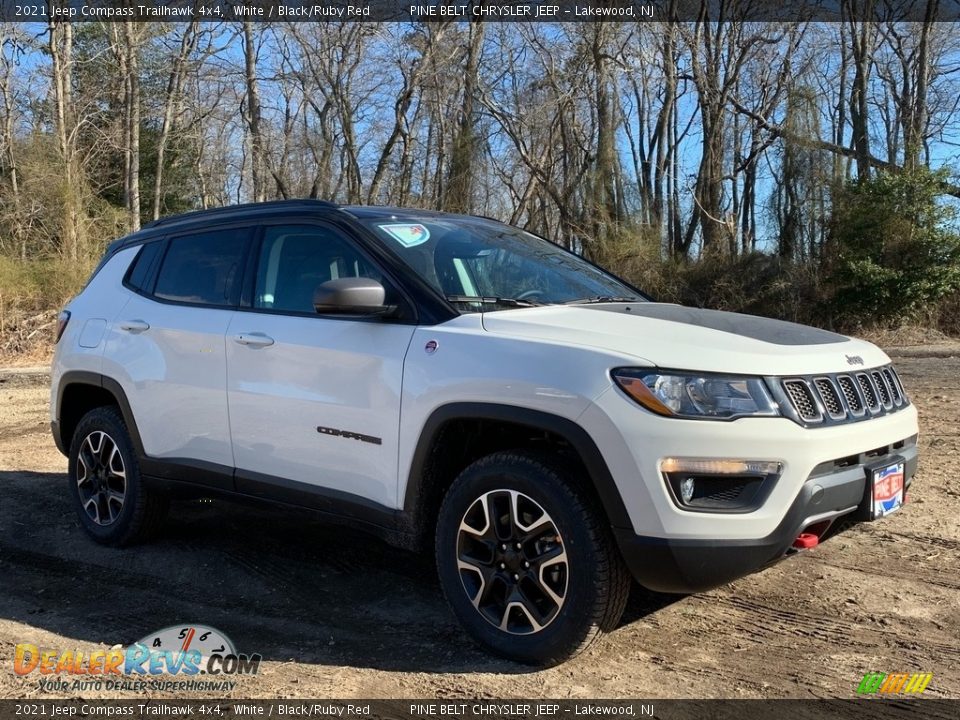 2021 Jeep Compass Trailhawk 4x4 White / Black/Ruby Red Photo #1